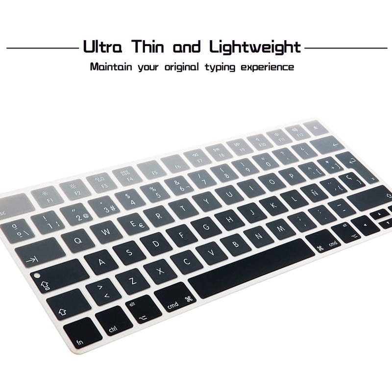 HRH Spanish Language Silicone Keyboard Cover Skin for Magic Wireless Keyboard MLA22LL/A (A1644,2015 Released) European ISO Layout,Ombre Gray - Image 4